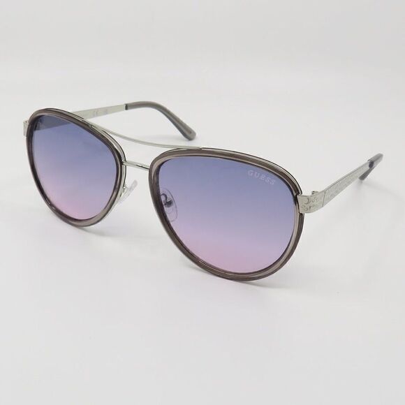 Guess New GF6188/S 20B Silver/Purple Gradient Aviator Sunglasses. main image 5